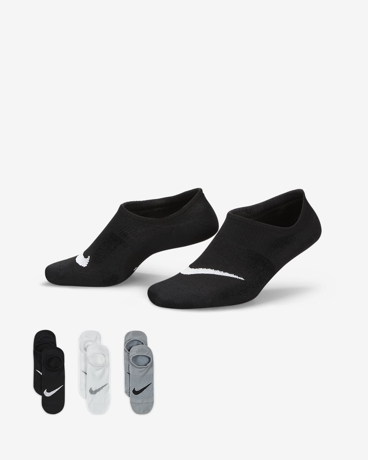 Calcetines invisibles de entrenamiento para mujer Nike Everyday Plus Lightweight (3 pares)