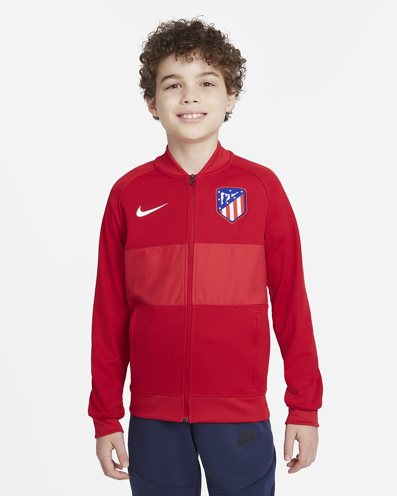 Atlético Madrid fotballtreningsjakke med hel glidelås til store barn