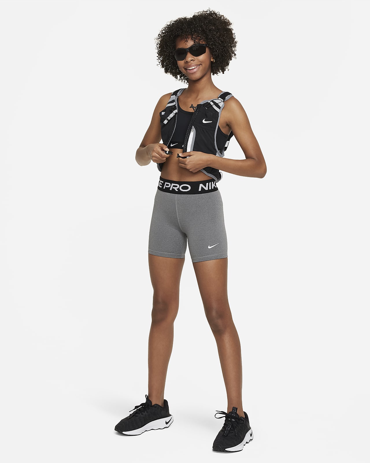 Nike Pro Girls' Capri Carbonheather