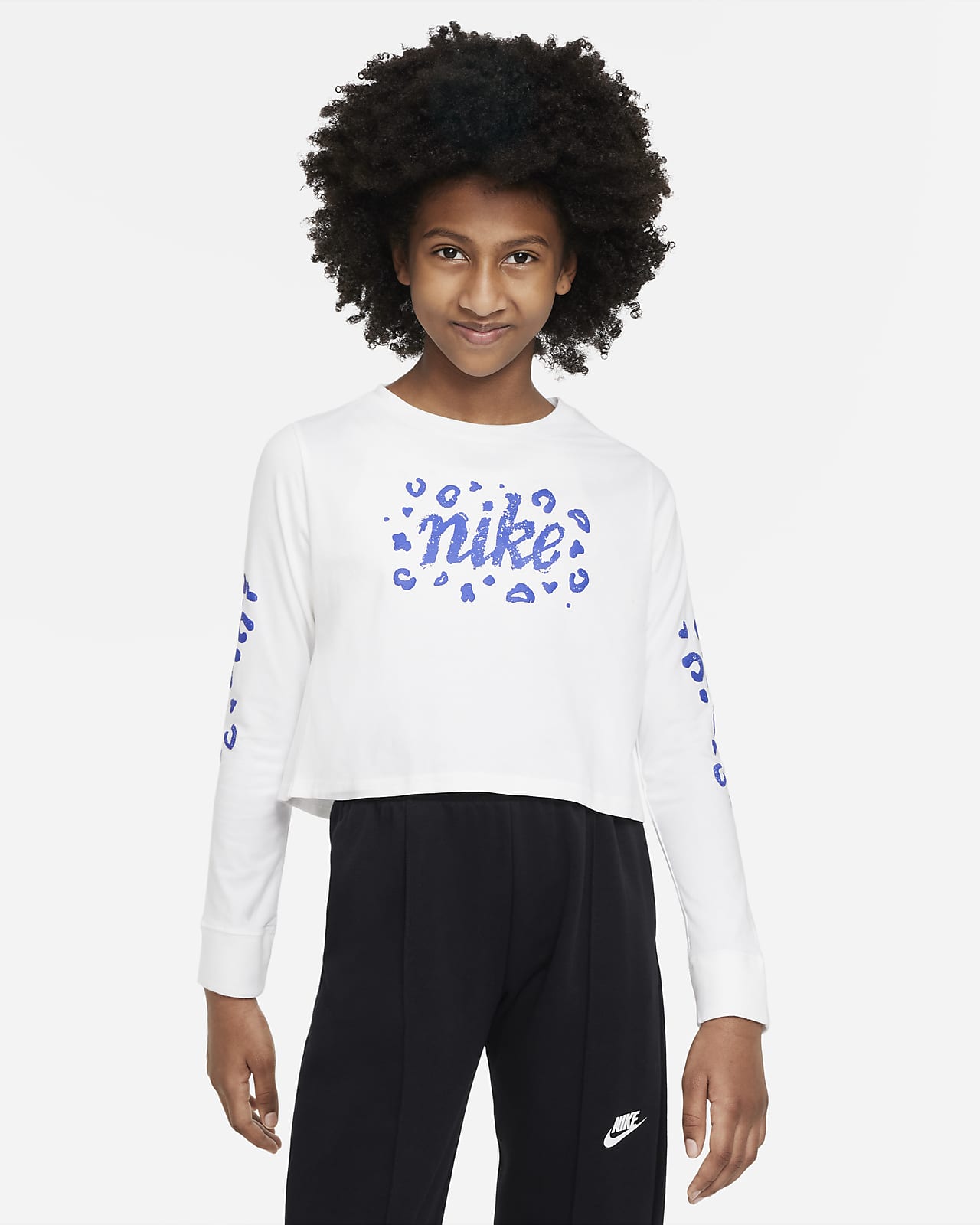 Nike Sportswear Langarm-T-Shirt im Crop-Design für ältere Kinder (Mädchen)