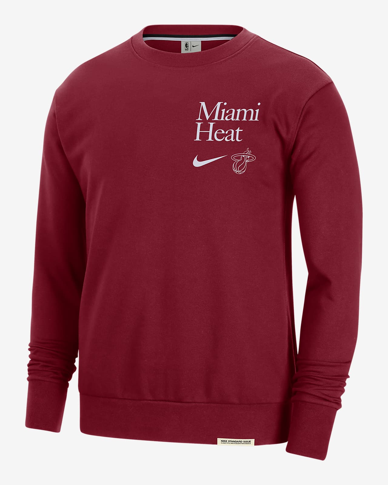 Miami Heat Standard Issue Nike NBA-sweatshirt met ronde hals en Dri-FIT voor heren