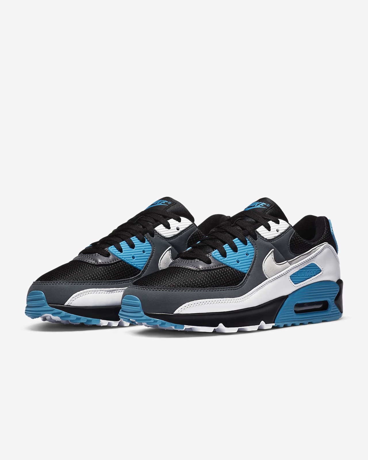 nike air max 90 blue and black and white