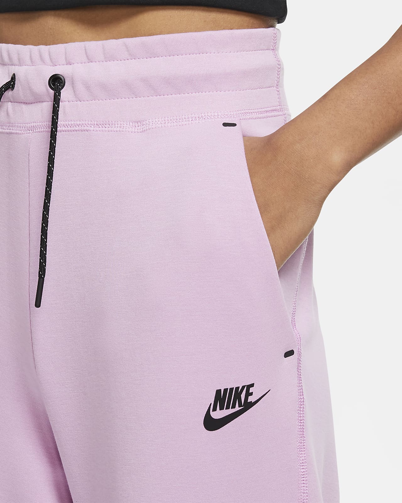 pink nike tech fleece shorts