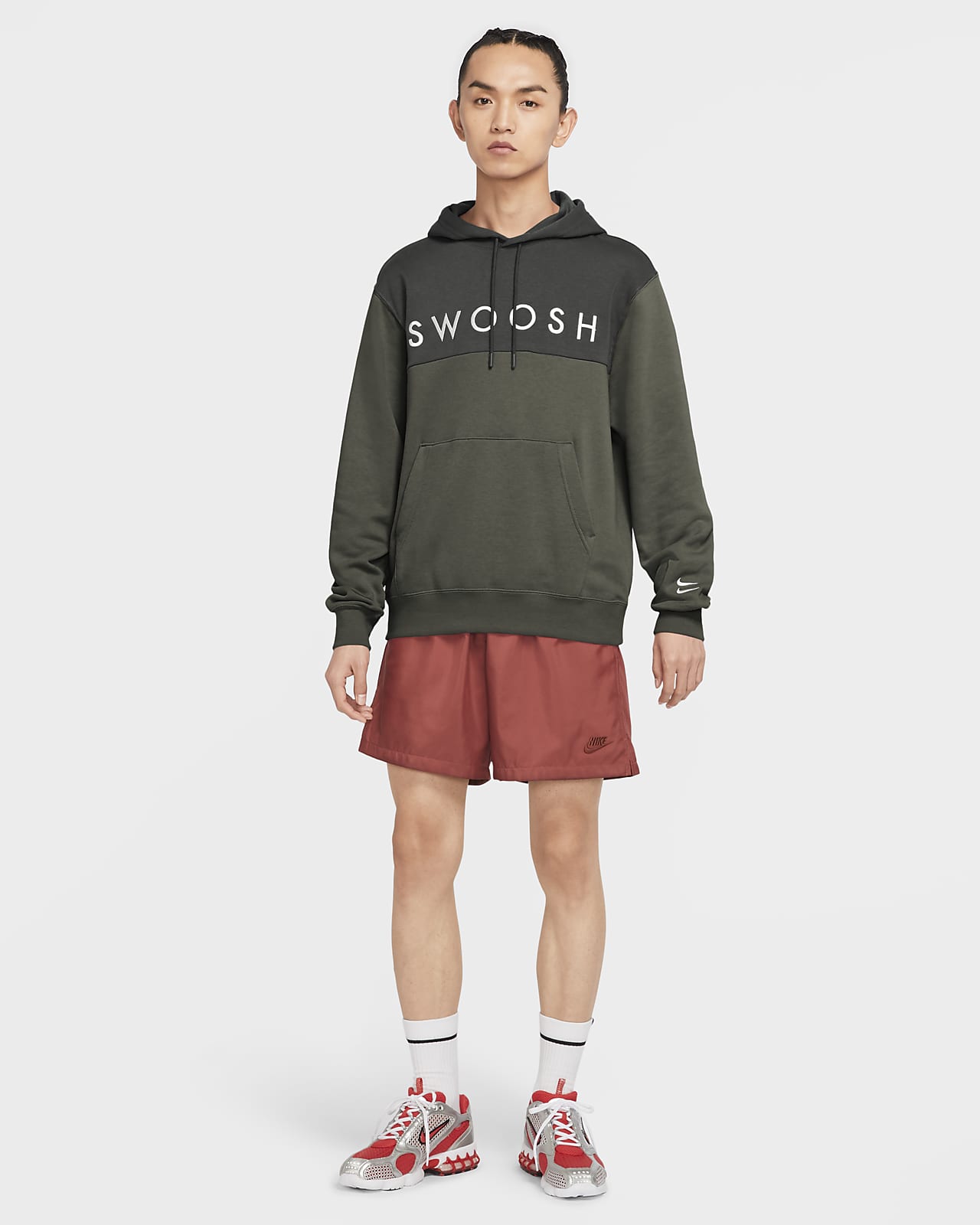 nike men's sportswear swoosh pullover hoodie red