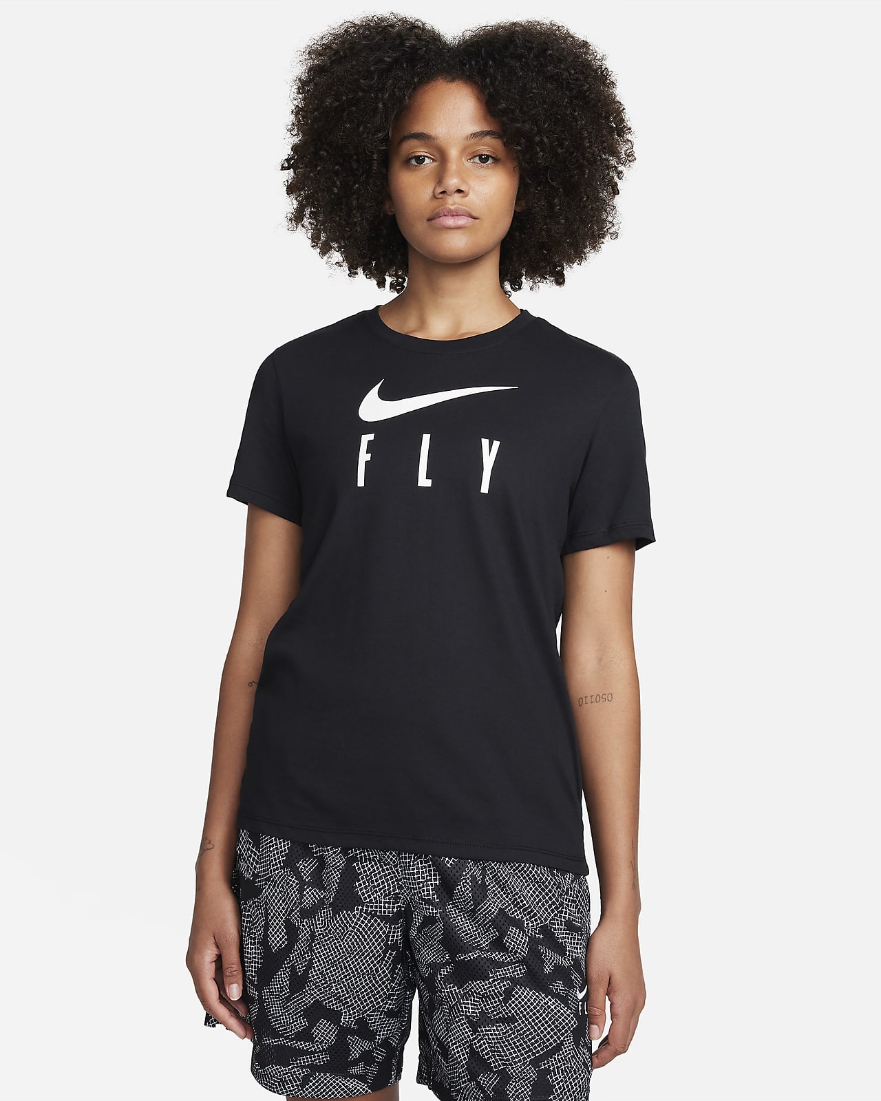 T-shirt Nike Swoosh Fly Dri-FIT med tryck för kvinnor