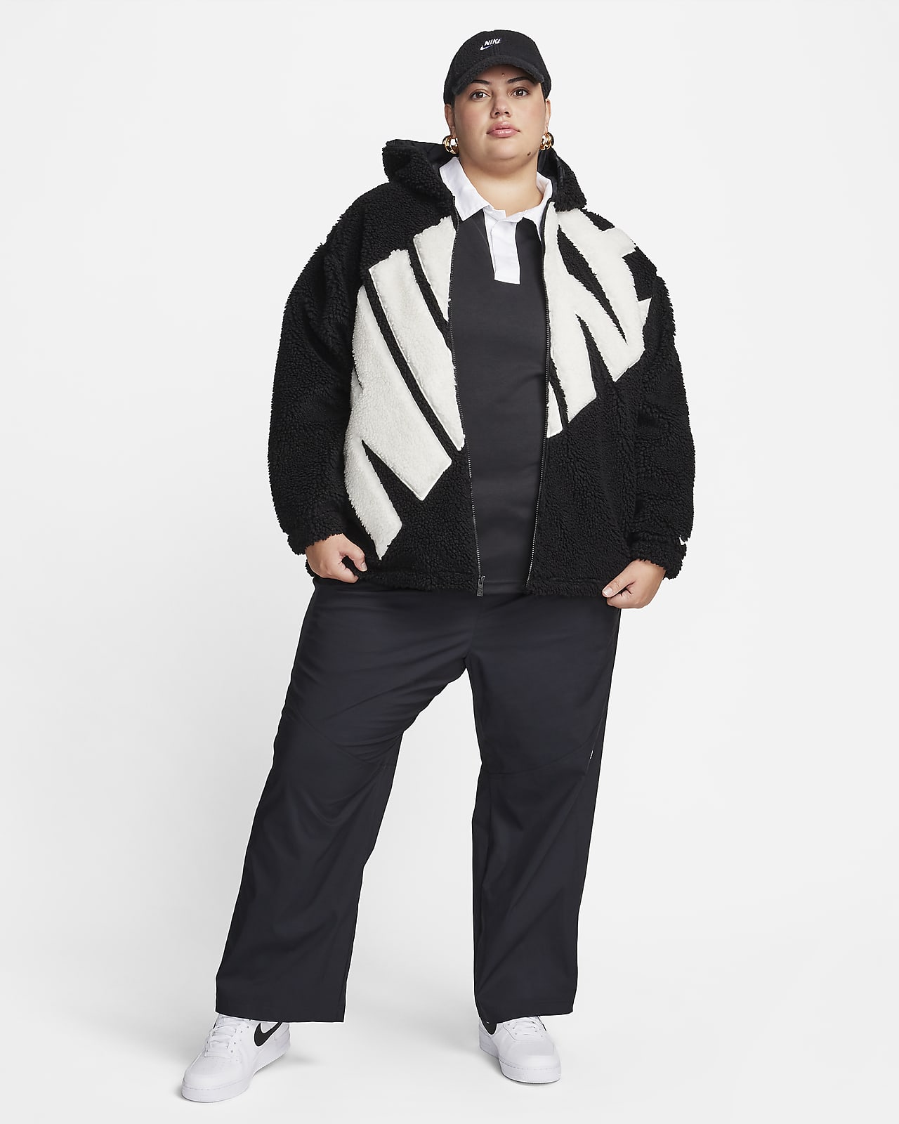 Nike Sportswear Womens Woven Jacket Black White Stripe Plus Size 1X