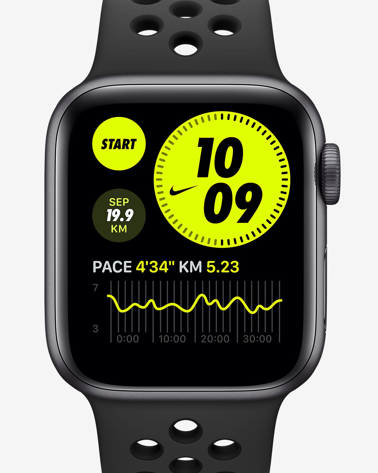 prima transferencia de dinero huella Apple Watch Nike Series 6 (GPS) con correa Nike Sport OpenBox de 40 mm y  caja de aluminio en gris espacial. Nike ES