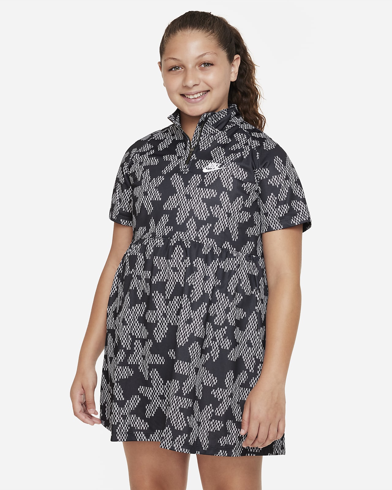 Nike Sportswear Big Kids' (Girls') Printed Short-Sleeve Dress (Extended Size)
