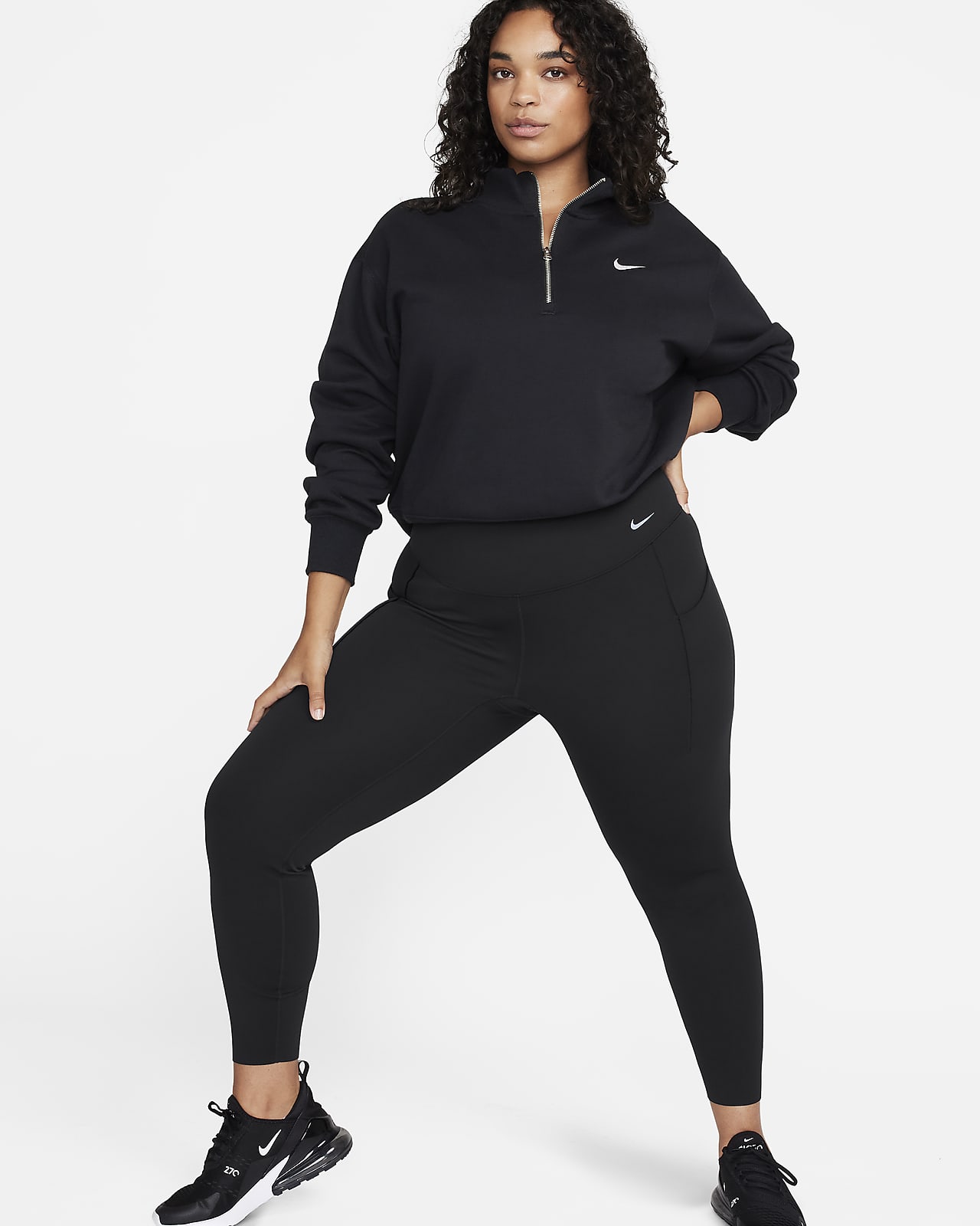 Leggings a tutta lunghezza a vita alta con tasche e sostegno medio Nike Universa (Plus size) – Donna