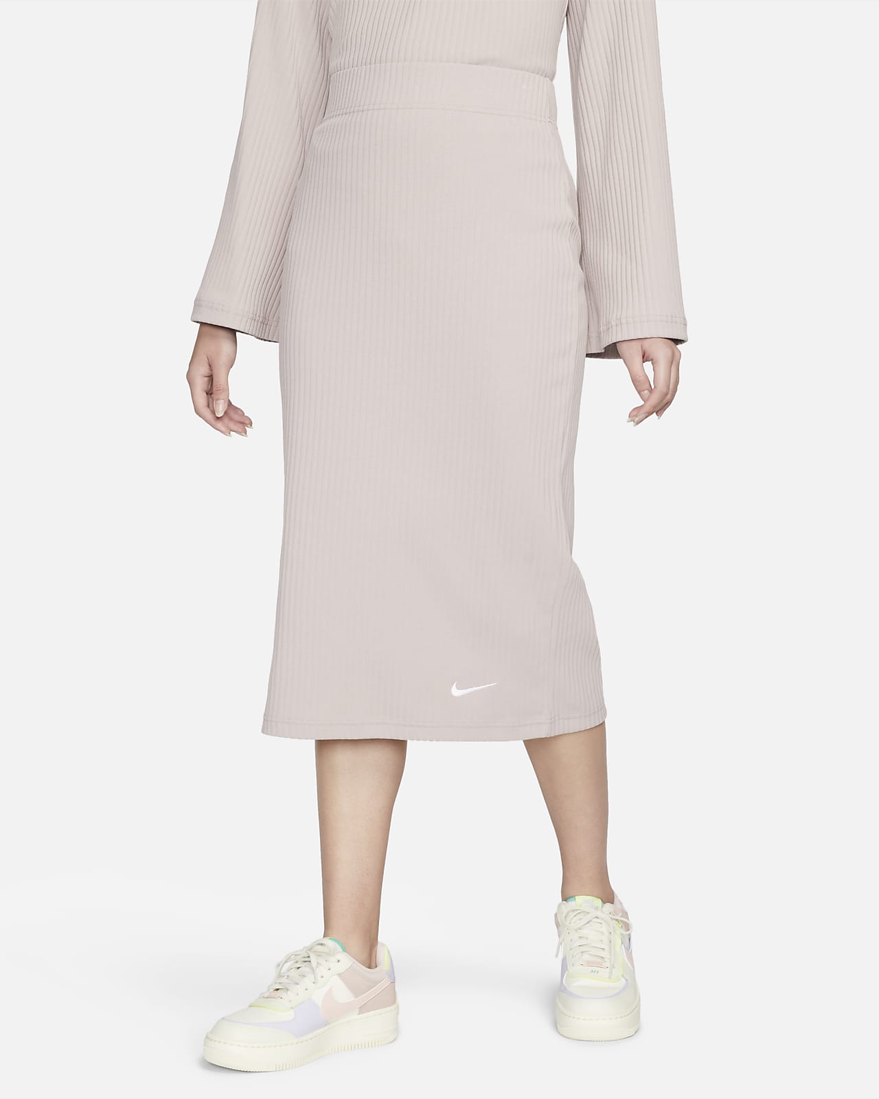 maak een foto bijl Universiteit Nike Sportswear Women's High-Waisted Ribbed Jersey Skirt. Nike.com