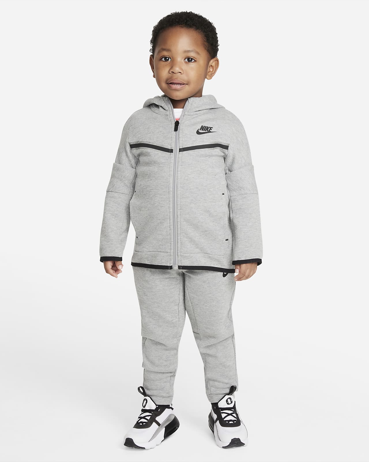 Sportsweear Tech Fleece-sæt med hættetrøje og bukser til småbørn. DK