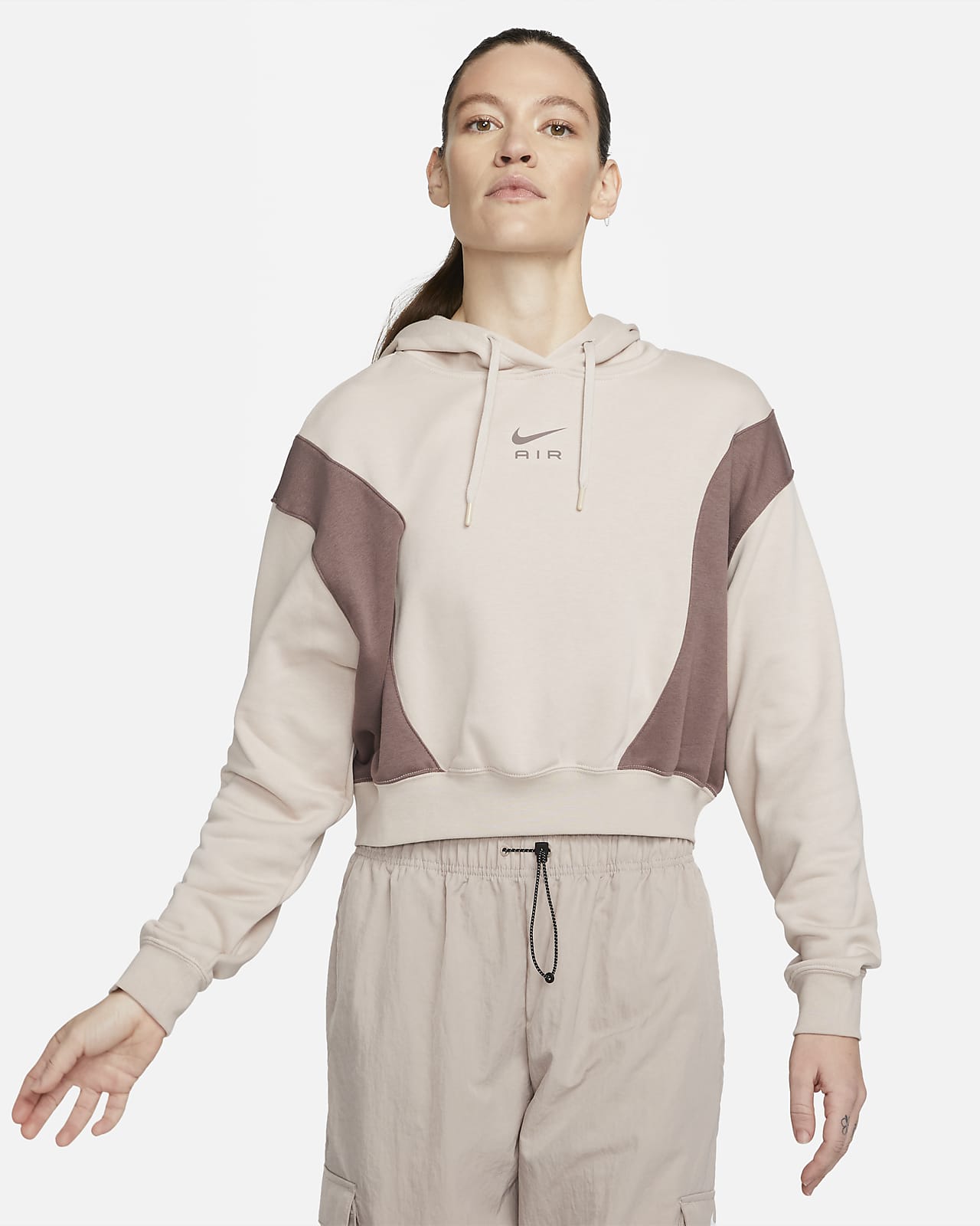 Nike Air Women's Oversized Crop Fleece Hoodie. Nike BE