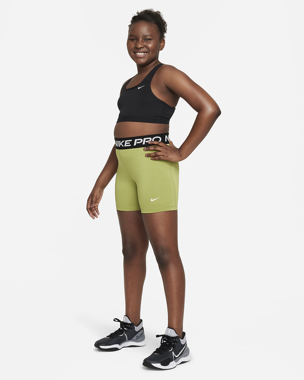 Nike Pro Training Dri-Fit 5 inch shorts in khaki green
