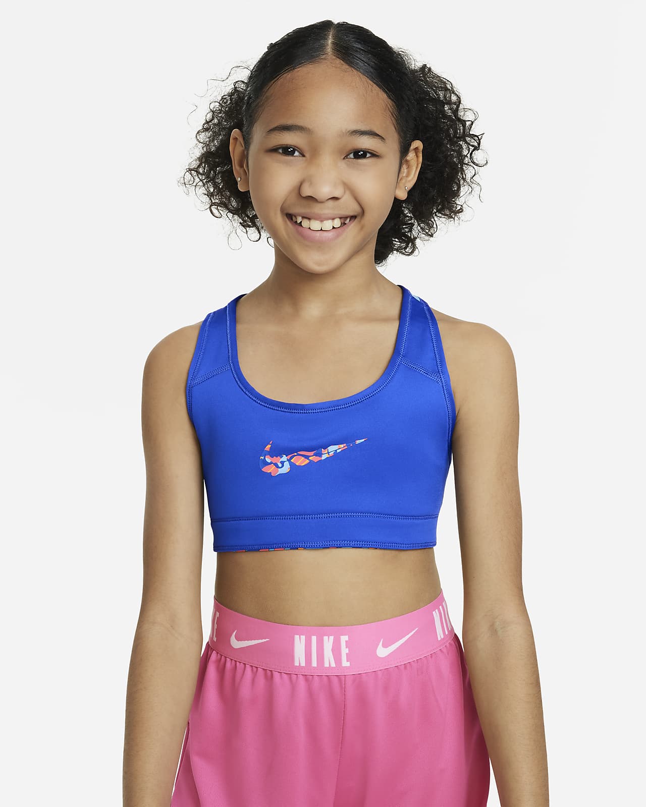 Nike Dri-FIT Swoosh Big Kids' (Girls') Printed Reversible Sports Bra
