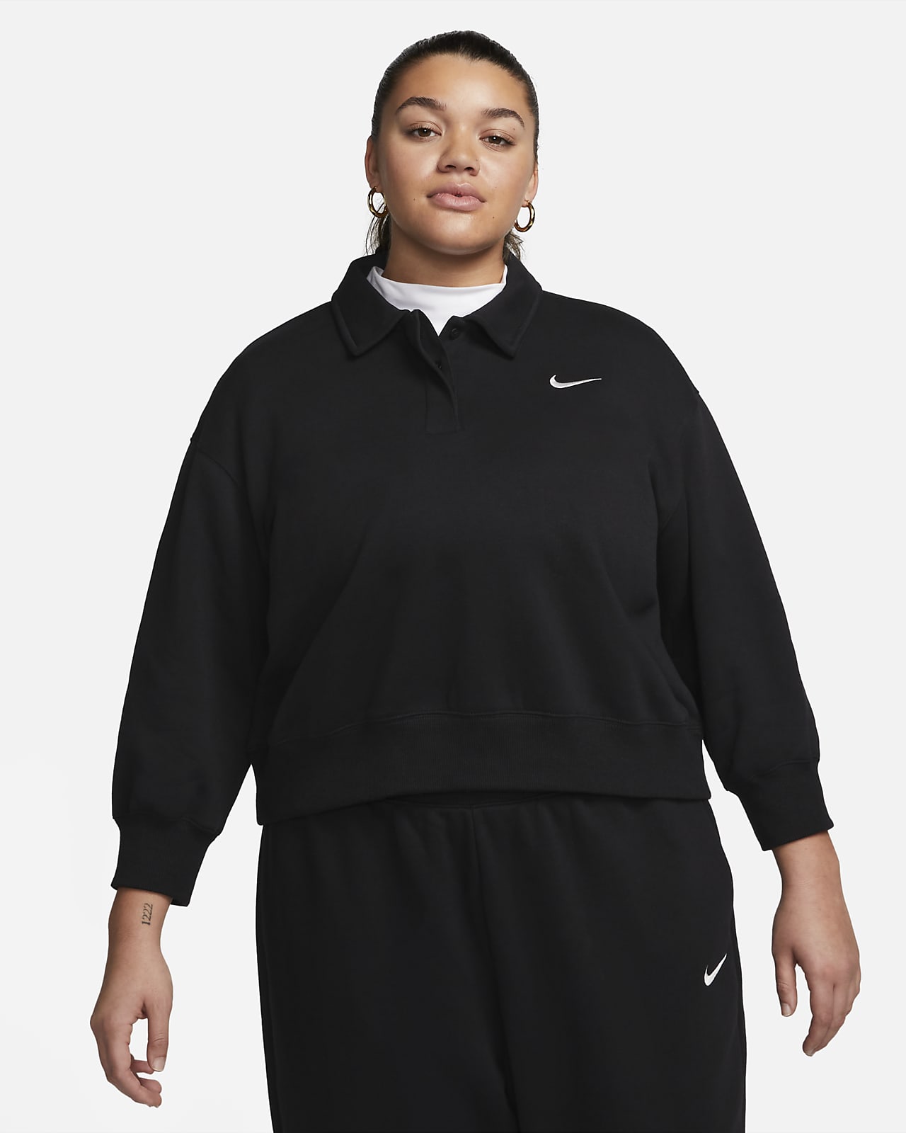 Nike Fleece Women's 3/4-Sleeve Crop Polo Sweatshirt (Plus Size). Nike.com