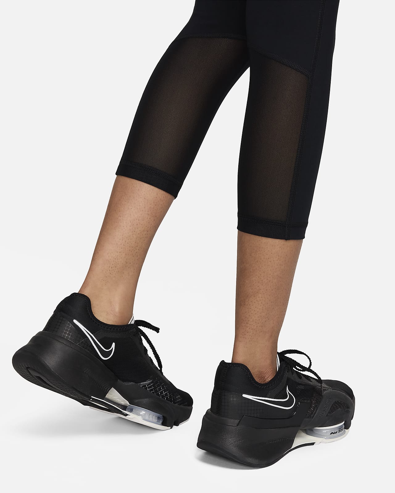 Nike Pro 365 Plus Size 1X Leggings Mid Rise Cropped Mesh Panel Black  AV9747-010