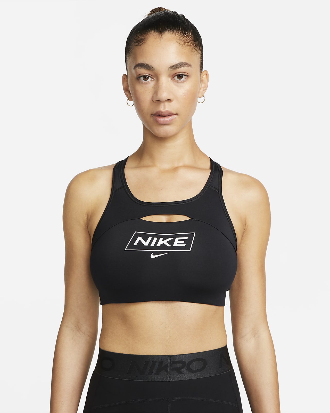 Bra non imbottito a sostegno medio con grafica Nike Pro Dri-FIT Swoosh – Donna