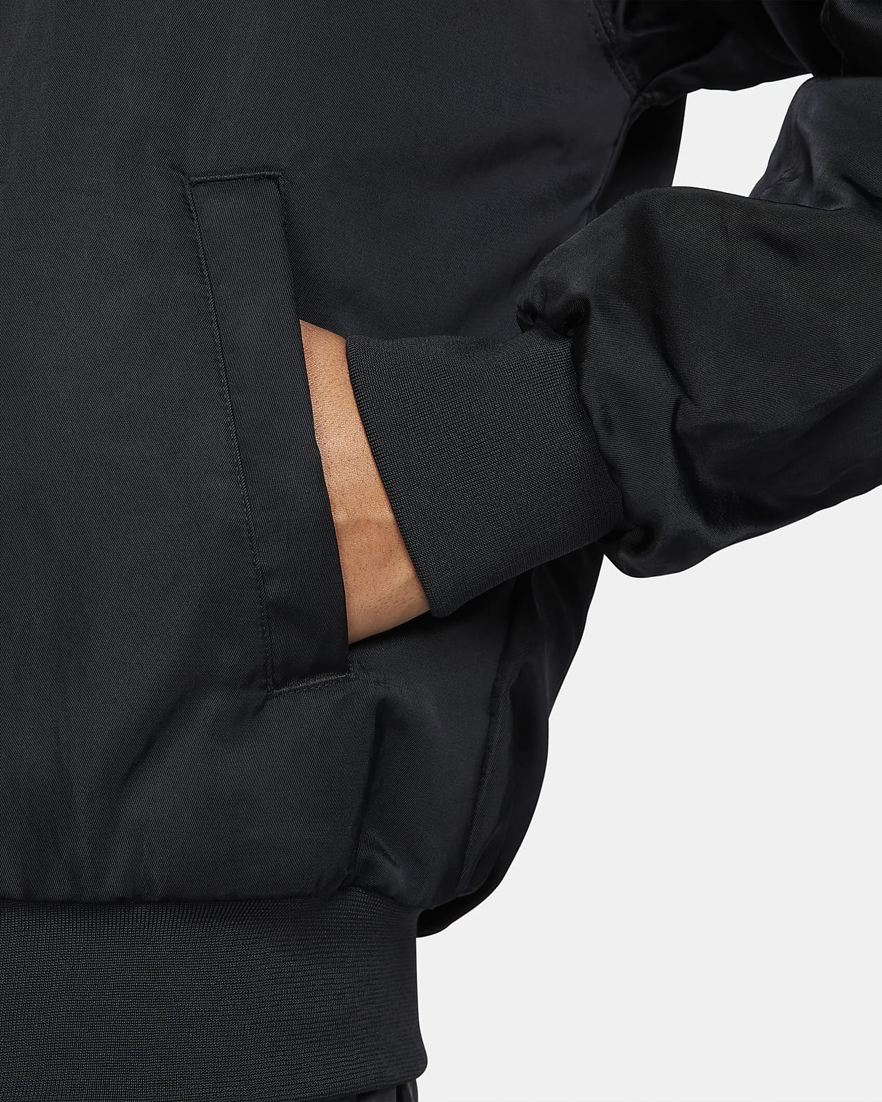 Nike longline bomber jacket in black - ShopStyle