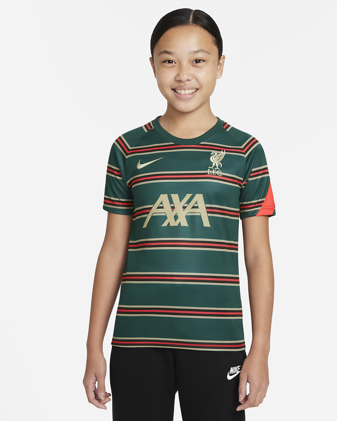 Liverpool F.C. Older Kids' Pre-Match Short-Sleeve Football Top. Nike BE