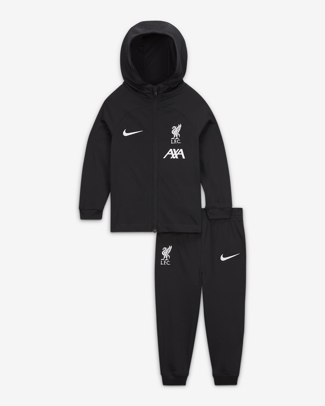 Maskinstrikket Liverpool FC Strike Nike Dri-FiT-tracksuit med hætte til babyer/småbørn
