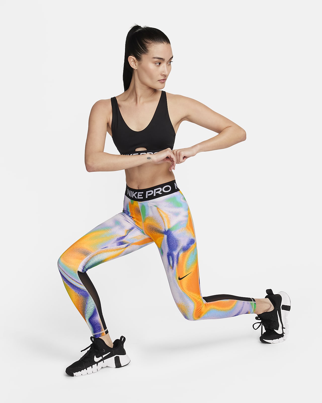 Nike Pro Women's Mid-Rise Mesh-Panelled Leggings. Nike NL