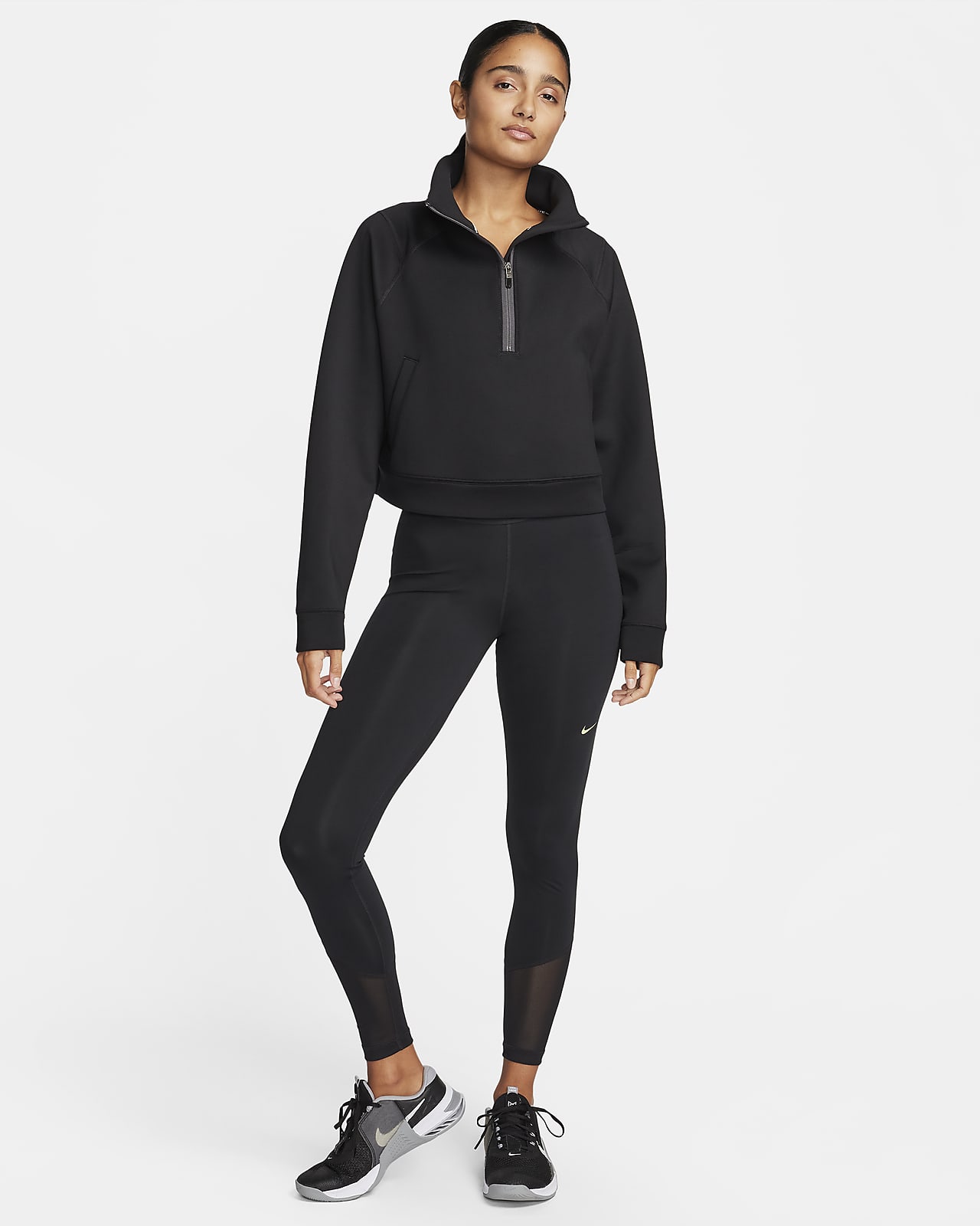 Nike Training Femme half zip top in black