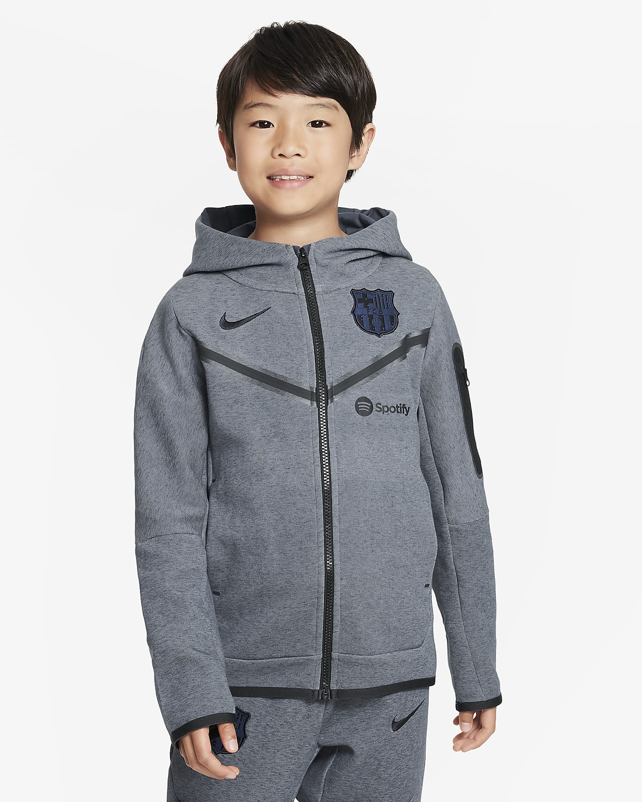 F.C. Barcelona Tech Fleece Third Older Kids' (Boys') Nike Football Full-Zip  Hoodie. Nike LU
