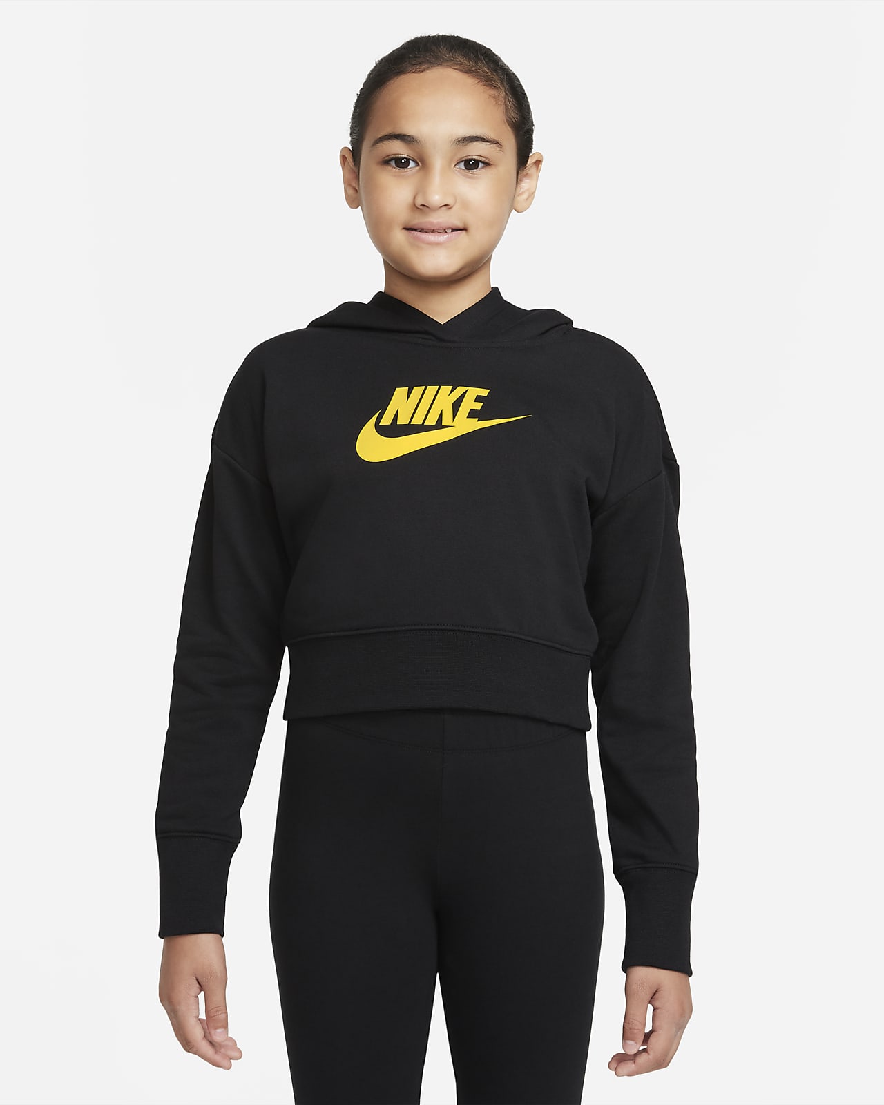 Nike Sportswear Club-kort hættetrøje french terry til større børn (piger). Nike