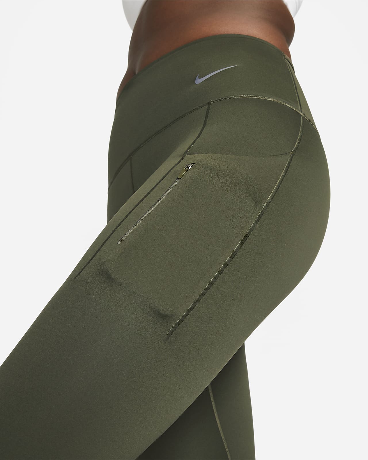 Nike Go Women\'s Firm-Support Mid-Rise Full-Length Leggings with Pockets.  Nike LU