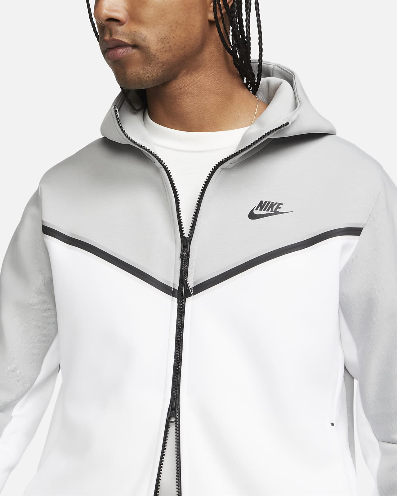 nike tech fleece full zip hoodie white