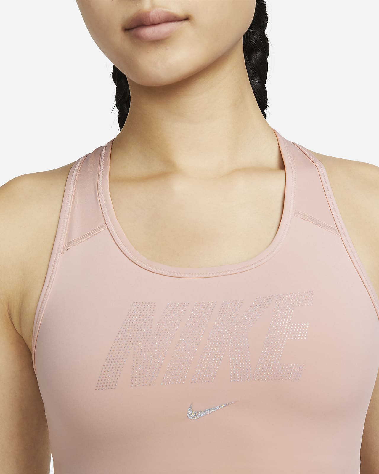 Nike Womens Medium Support Swoosh Futura Bra - Pink