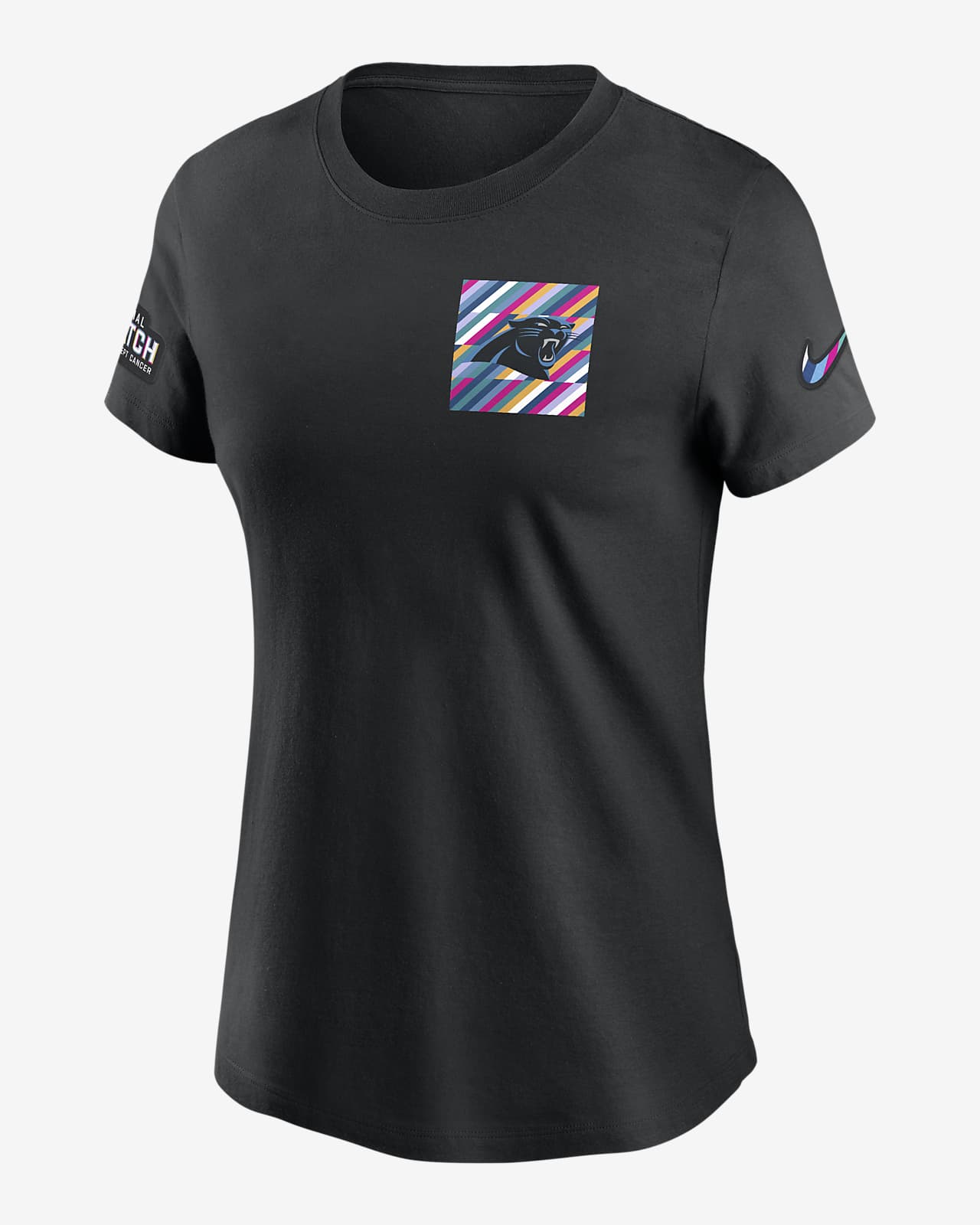 Carolina Panthers Crucial Catch Sideline Nike Women's NFL T-Shirt in Black, Size: Small | 24300AZU5-ARJ