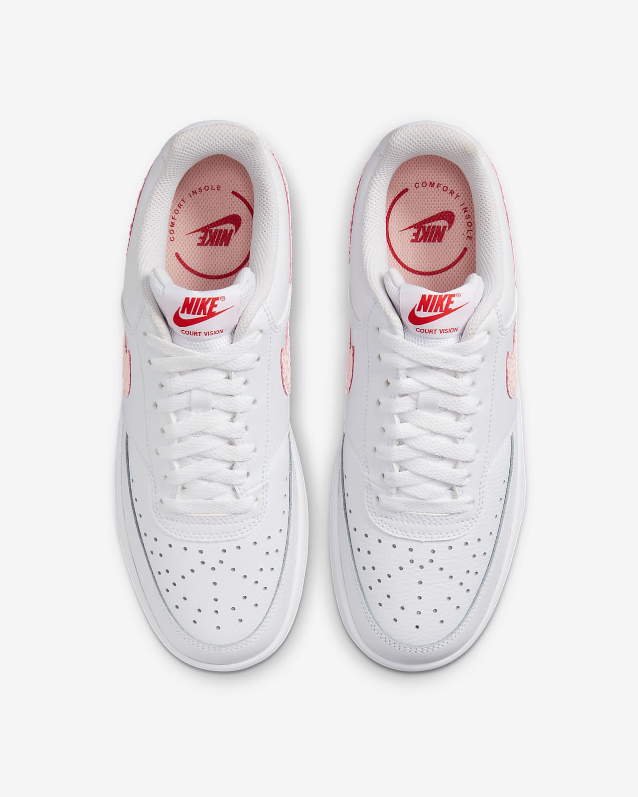 Nike Court Vision Low White University Red Blanco Rojo Mujer