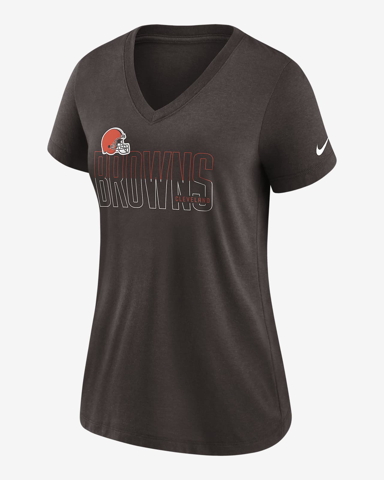 Nike Lockup Split (NFL Cleveland Browns) Women's Mid V-Neck T-Shirt