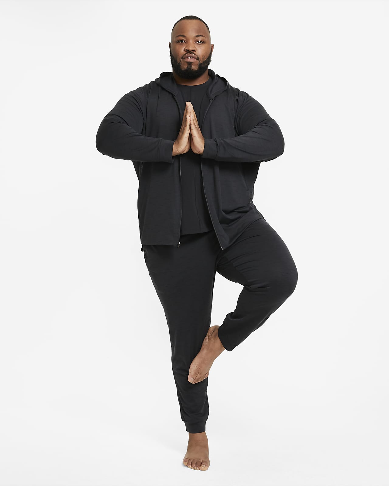 Buy Nike Men's Dri-Fit Yoga Training Full Zip Hoodie Size Medium  Black/Heather/Black at