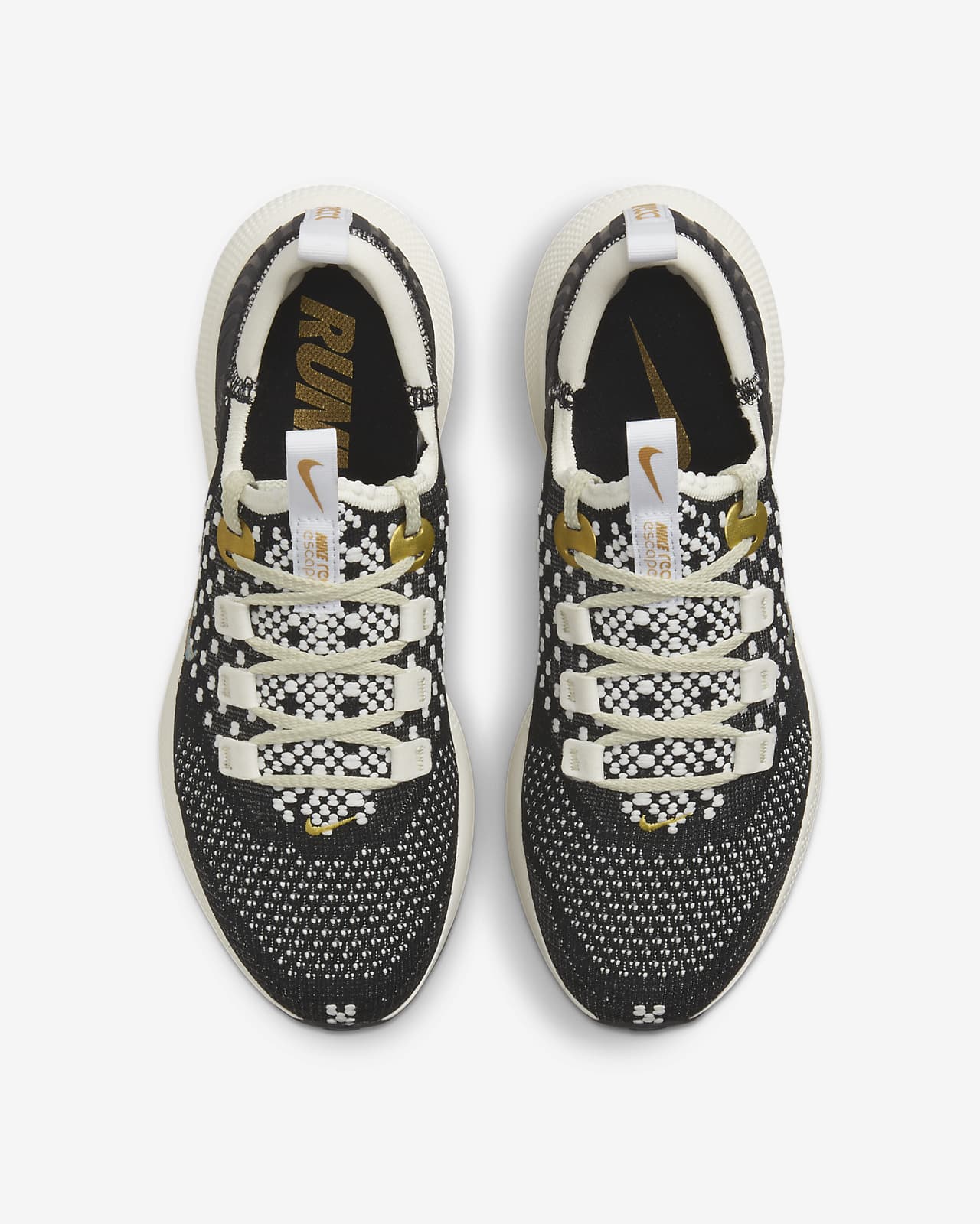 nike running escape run trainers in white and gold