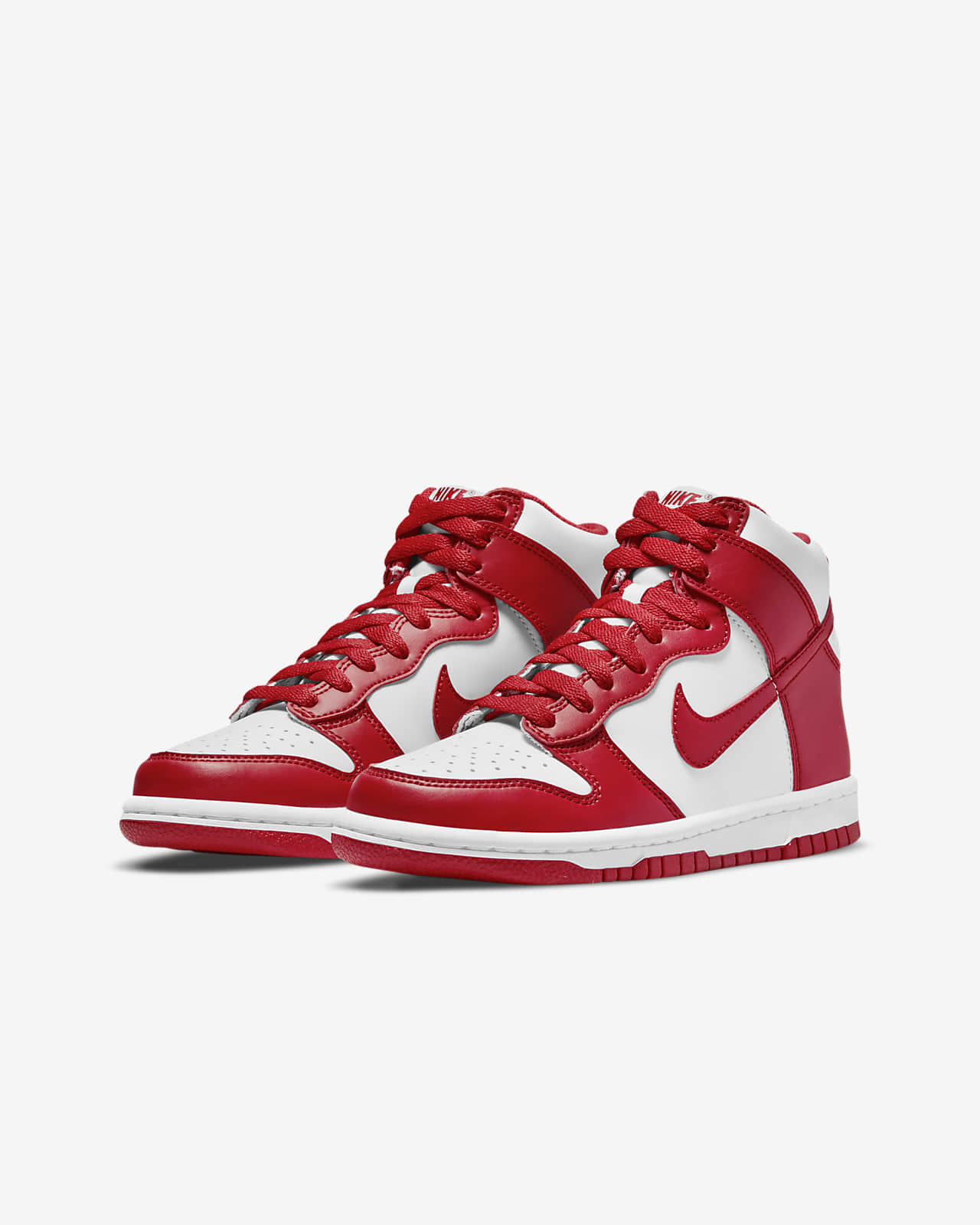 Nike GS Dunk High - White / University Red 5Y
