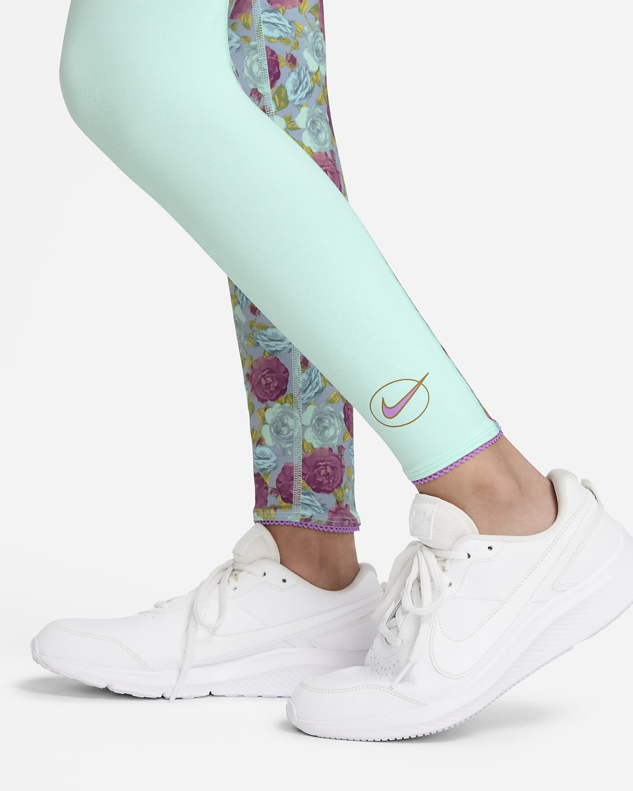 nike white and gold leggings