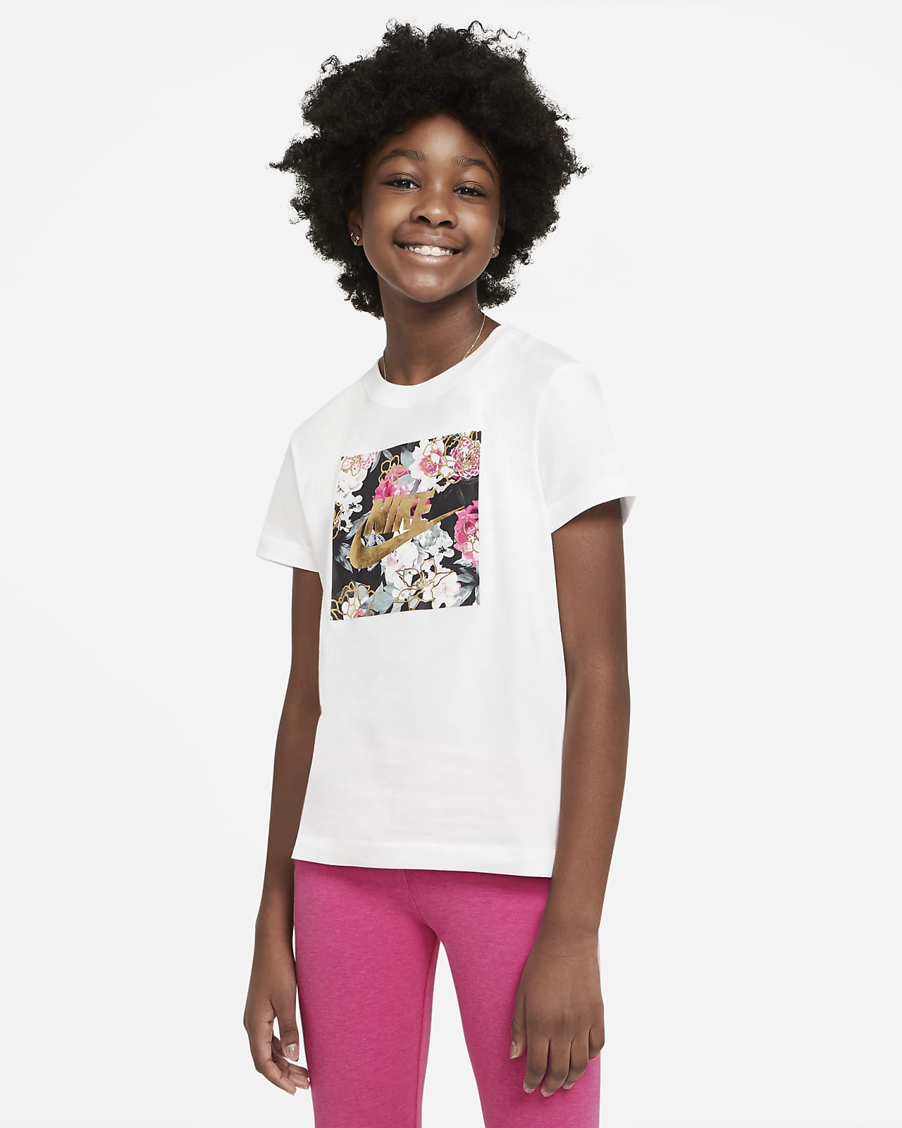 girls white nike t shirt
