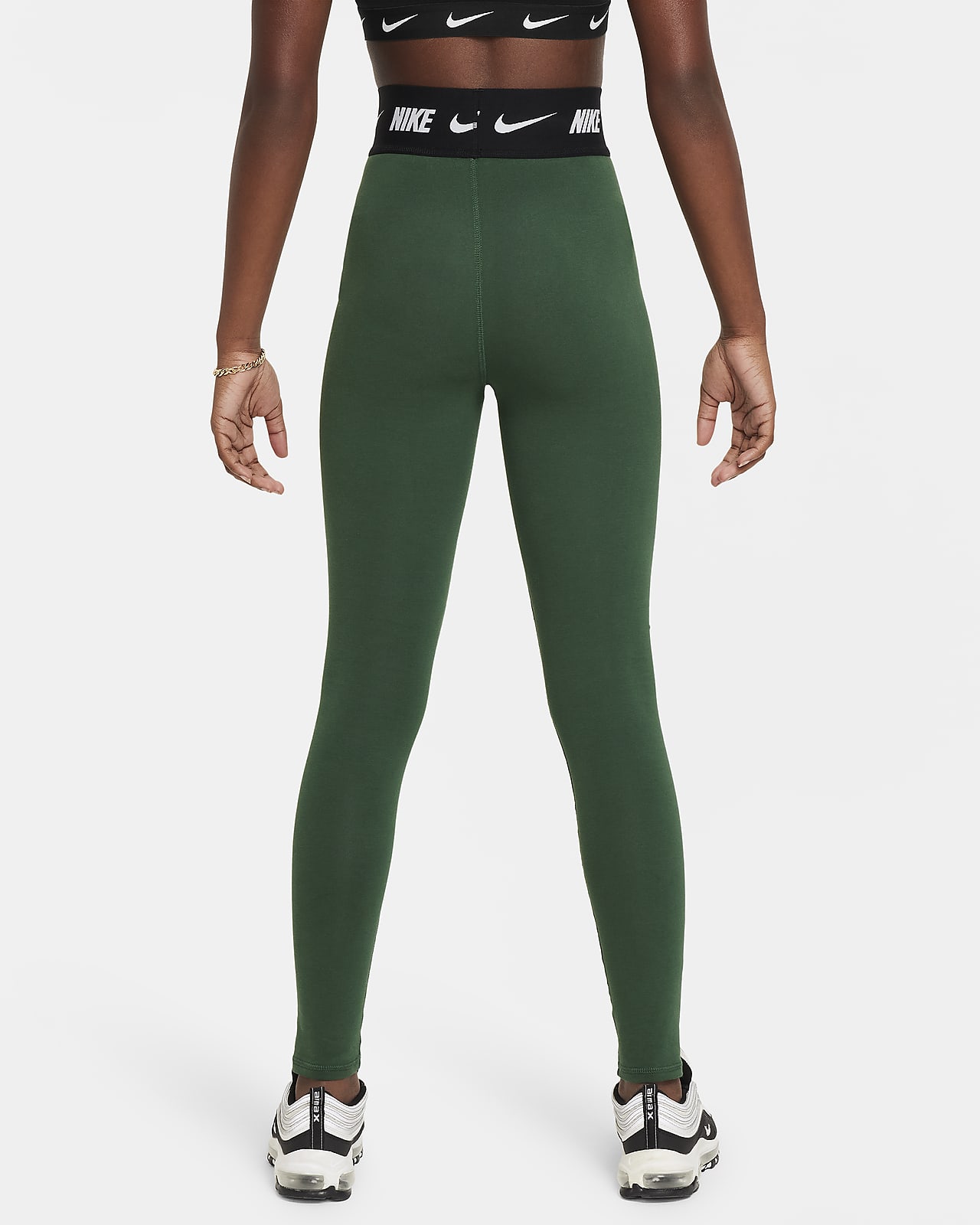 Nike Womens Go MR 7/8 Leggings - Green | Life Style Sports UK
