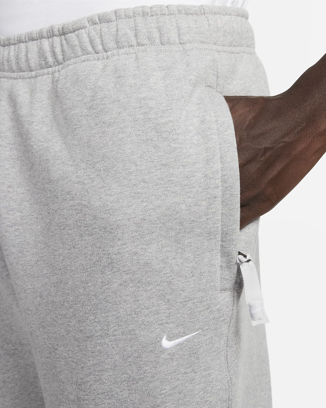 Grey Nike Solo Swoosh Fleece Pants