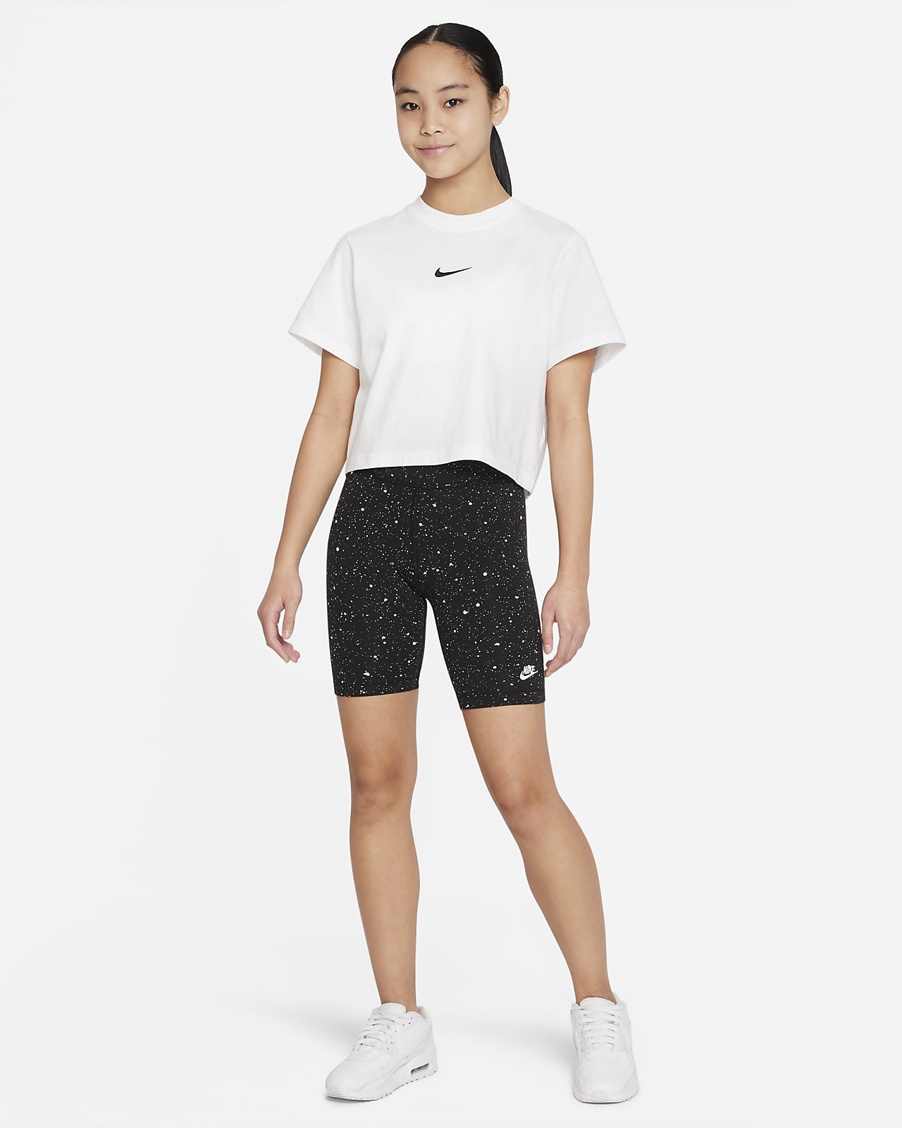 Nike Sportswear Big Kids' (Girls') High-Rise 9 Bike Shorts (Black), Small