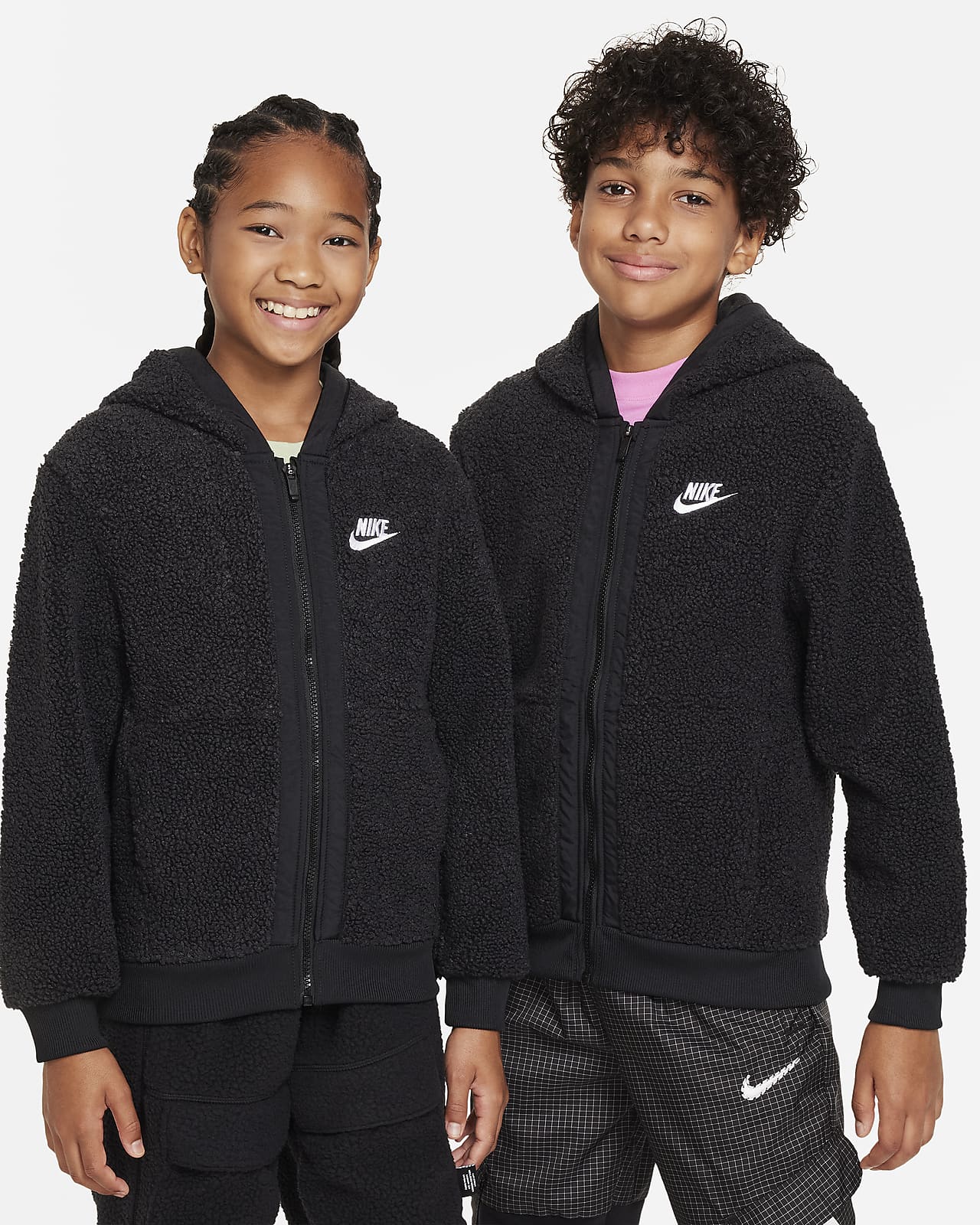 Kids\' Full-Zip Nike Club Sportswear Hoodie. Fleece Big Winterized