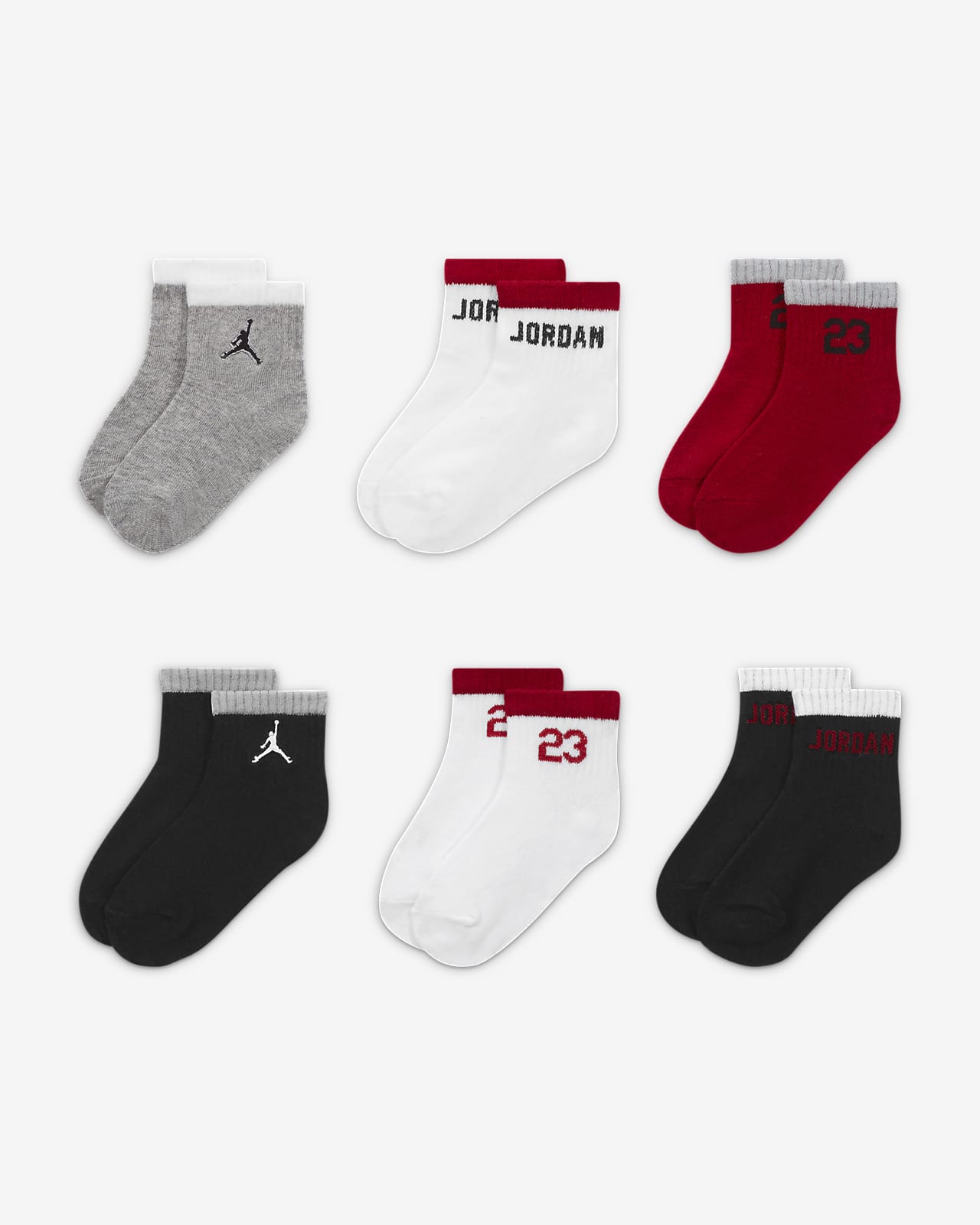 Jordan Legacy enkelsokken met anti-slip voor baby's (12-24 maanden, 6 paar)