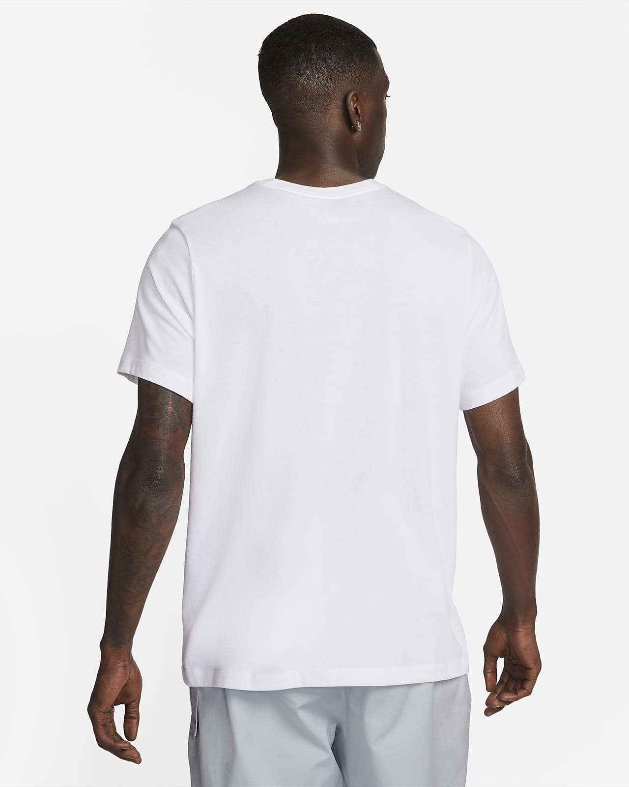 white dri fit shirt front and back