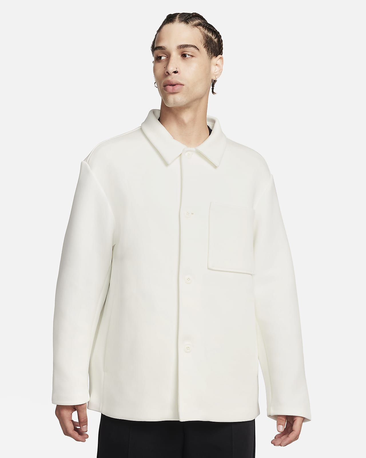 Nike Sportswear Tech Fleece Re-imagined Men's Oversized Shacket - White - 50% Recycled Polyester