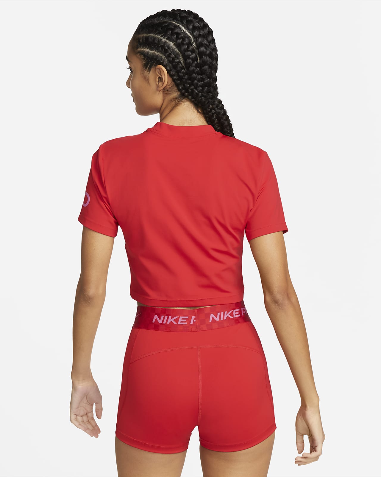 Nike Pro Dri-FIT Women's Short-Sleeve Cropped Graphic Training Top.