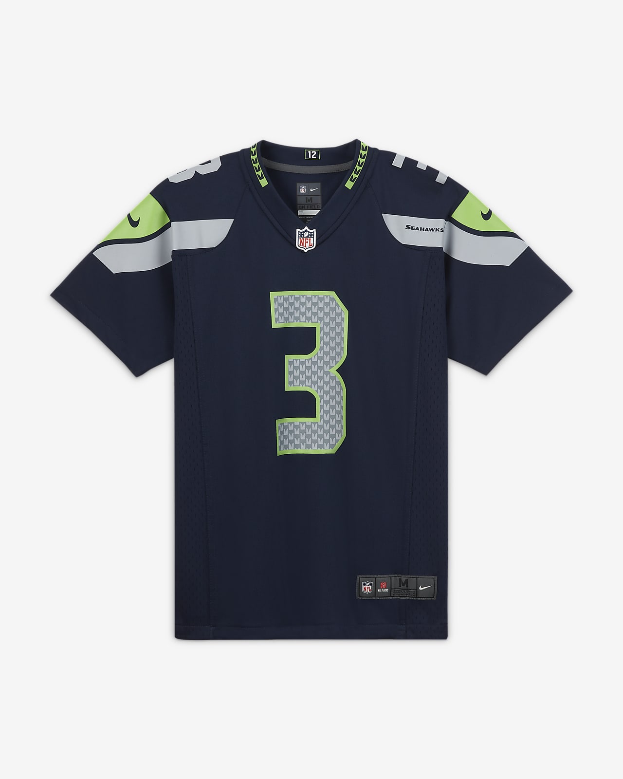 Camisola de jogo de futebol americano NFL Seattle Seahawks (Russell Wilson) Júnior