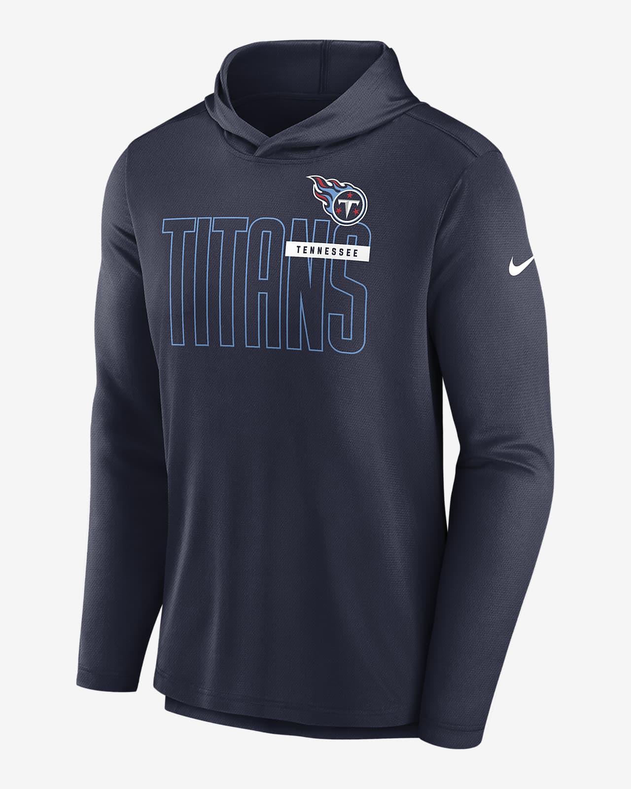 Men's Nike Navy Tennessee Titans Lightweight Performance Hooded Long Sleeve T-Shirt Size: Small