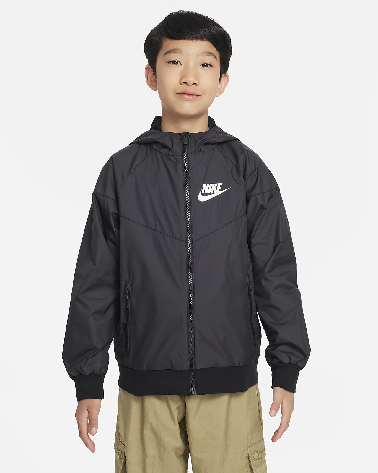Nike Sportswear Windrunner jakke til store barn (gutt). Nike NO Black Windrunner Jakker og vester. Nike NO